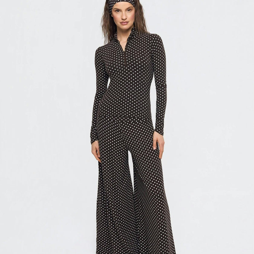 women's palazzo pants - choco dots
