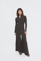 women's palazzo pants - choco dots