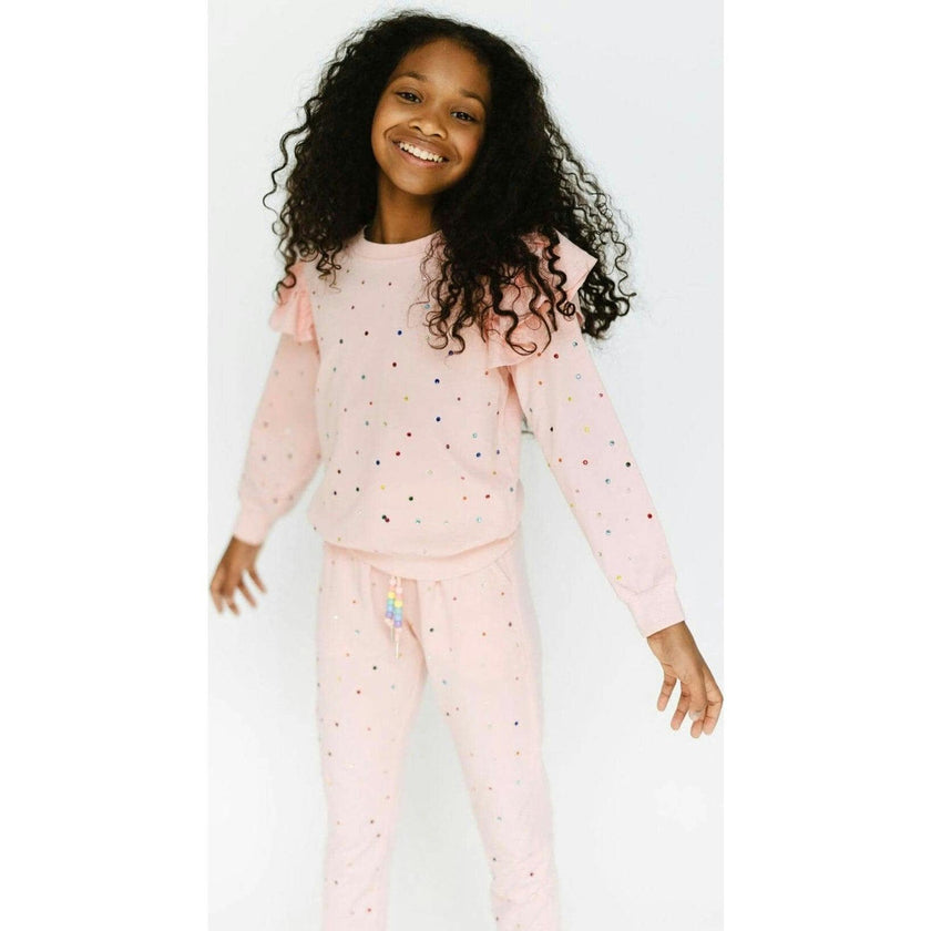 Rainbow Crystal Ruffle Jogger Set