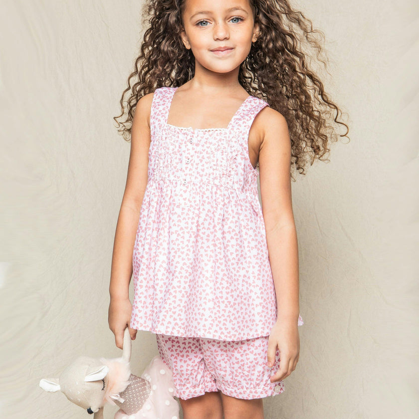 Girl's Twill Charlotte Short Set in Sweethearts