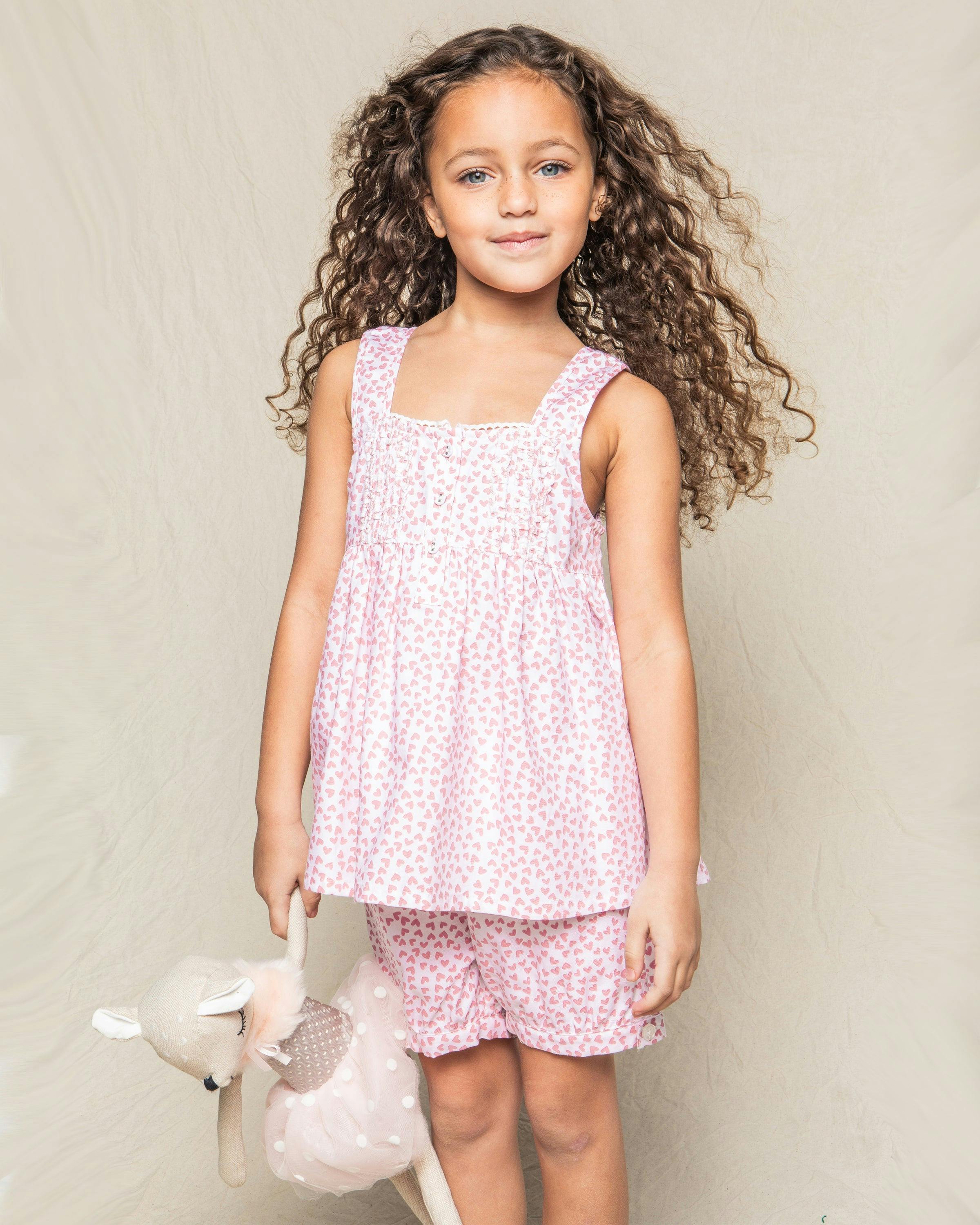 Girl's Twill Charlotte Short Set in Sweethearts