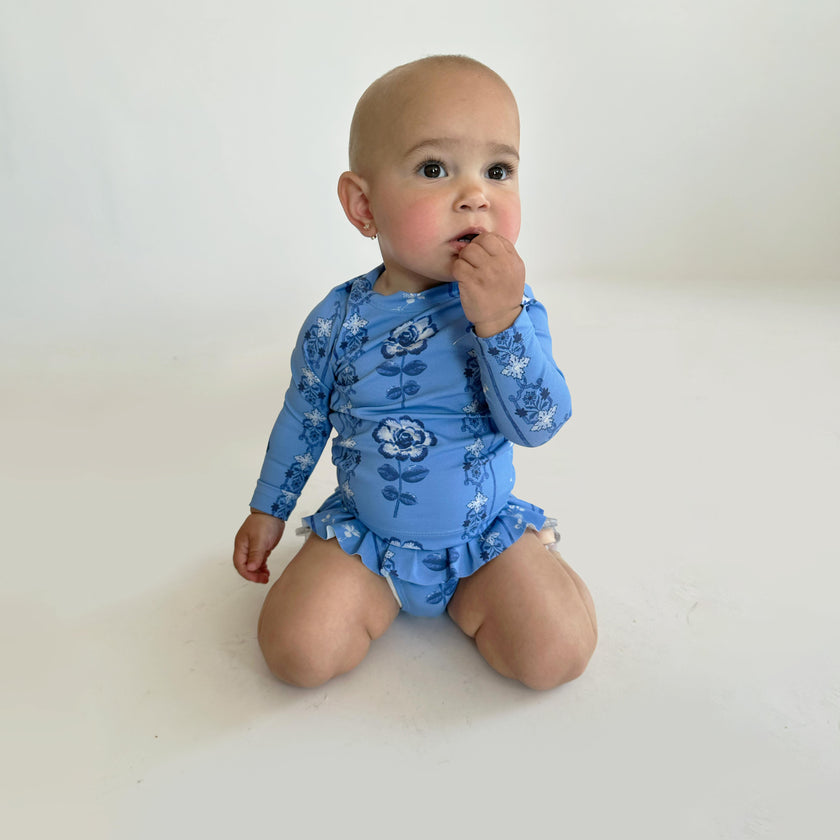 The Baby Ariel Rashguard - Blue Arcadia Border