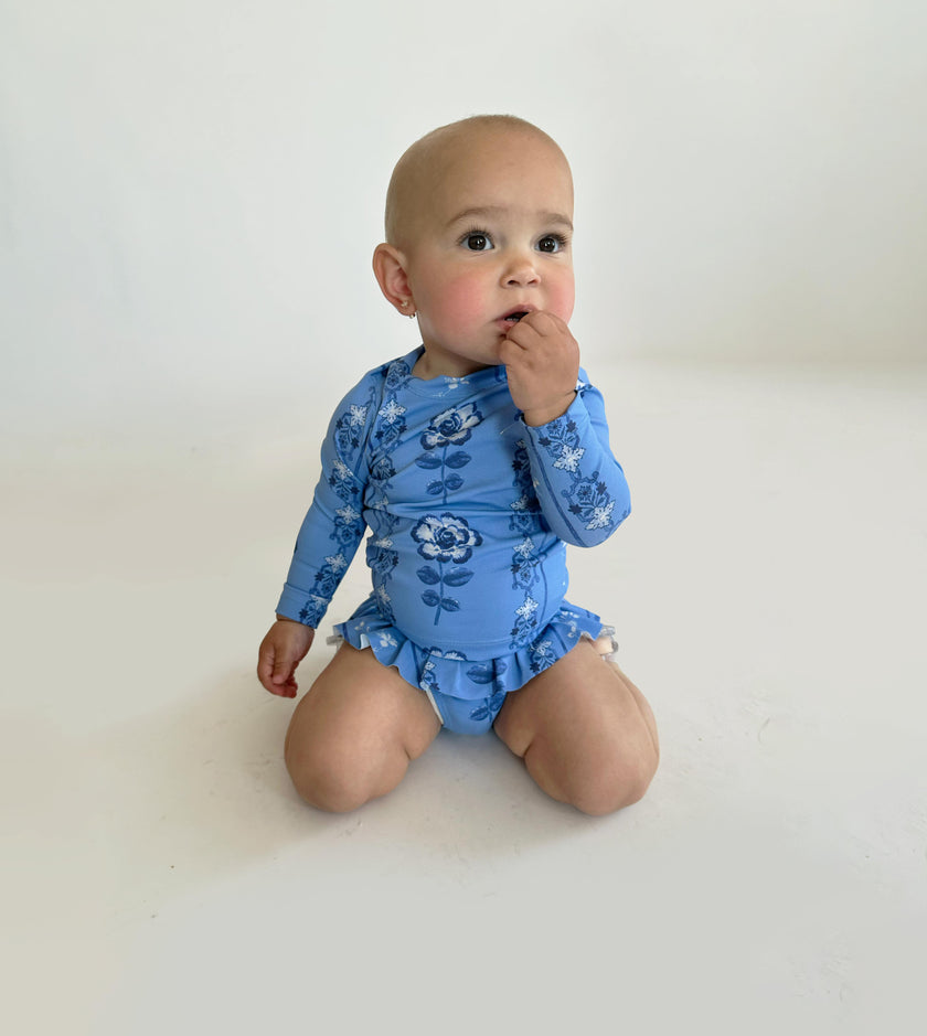 The Baby Ariel Rashguard - Blue Arcadia Border