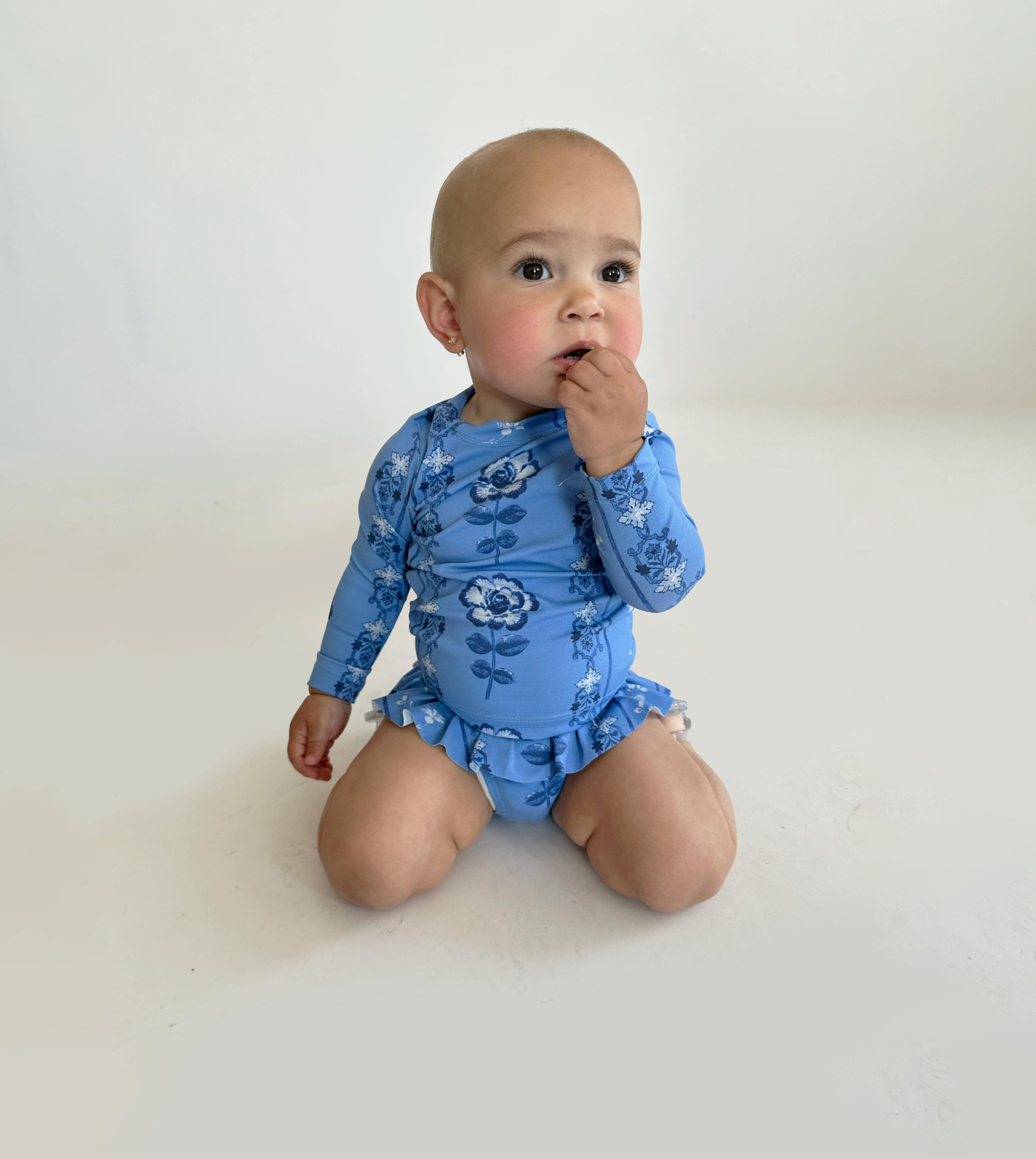 The Baby Ariel Rashguard - Blue Arcadia Border