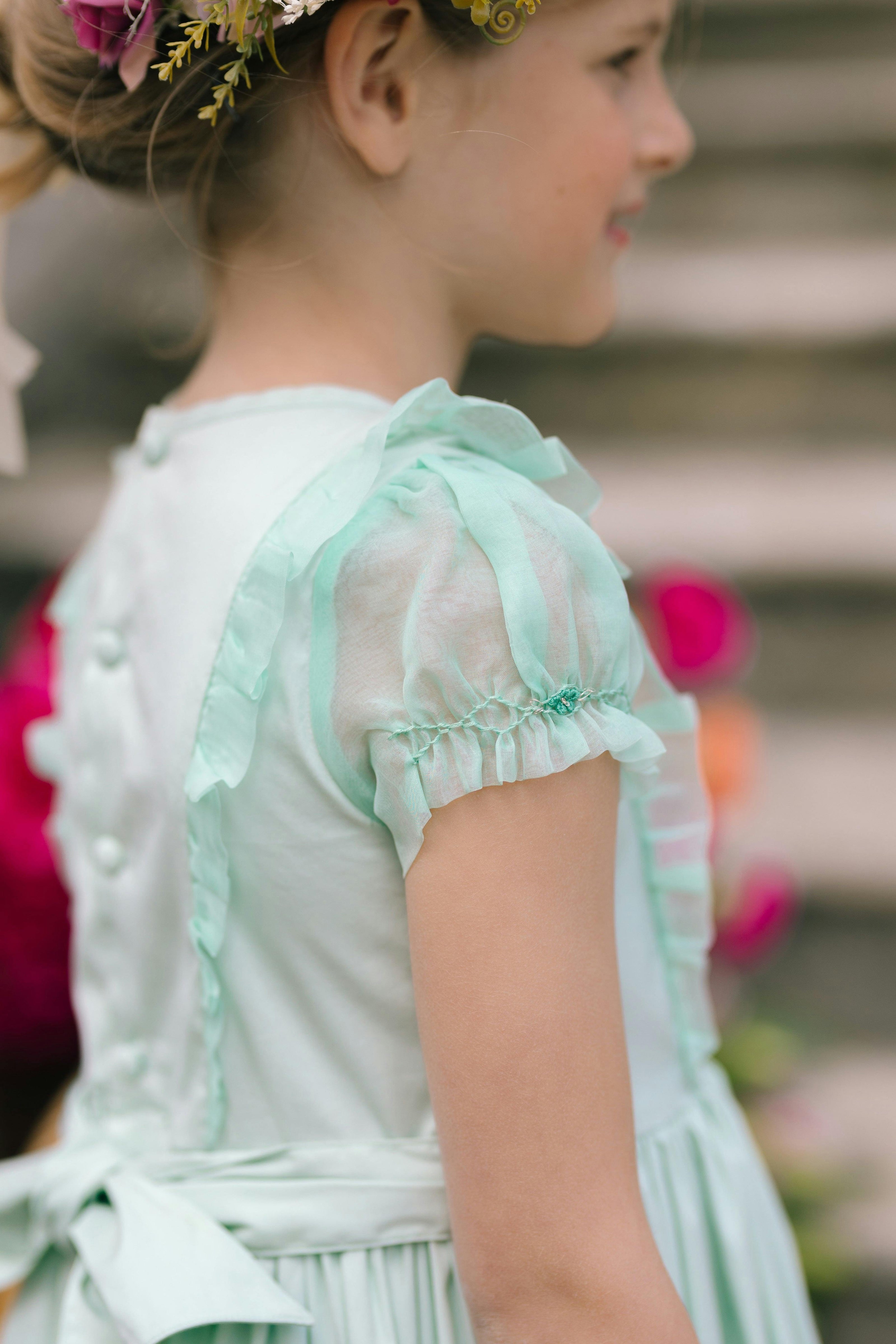 Camelia Mint Organza Sleeves Dress