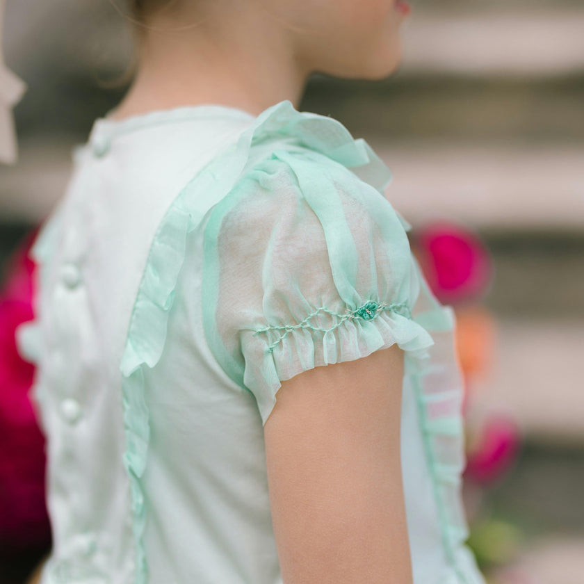 Camelia Mint Organza Sleeves Dress