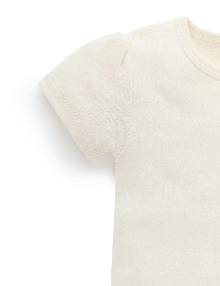 Embroidered Pinnie & Tee set Faded Denim