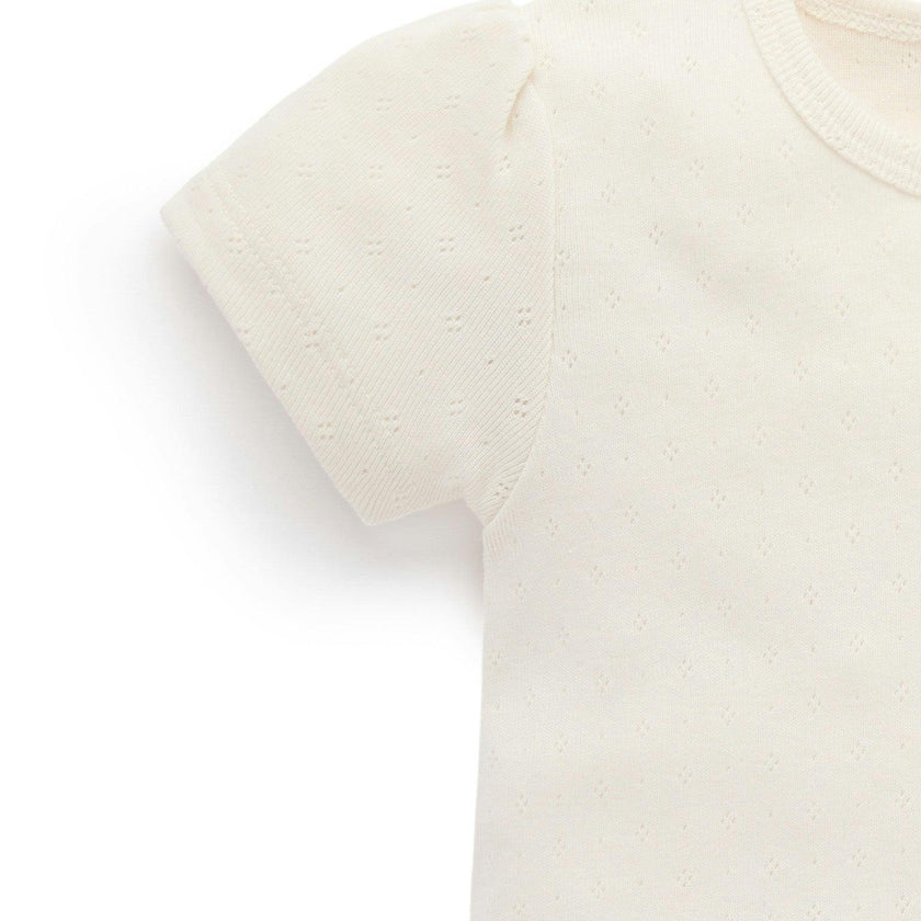 Embroidered Pinnie & Tee set Faded Denim