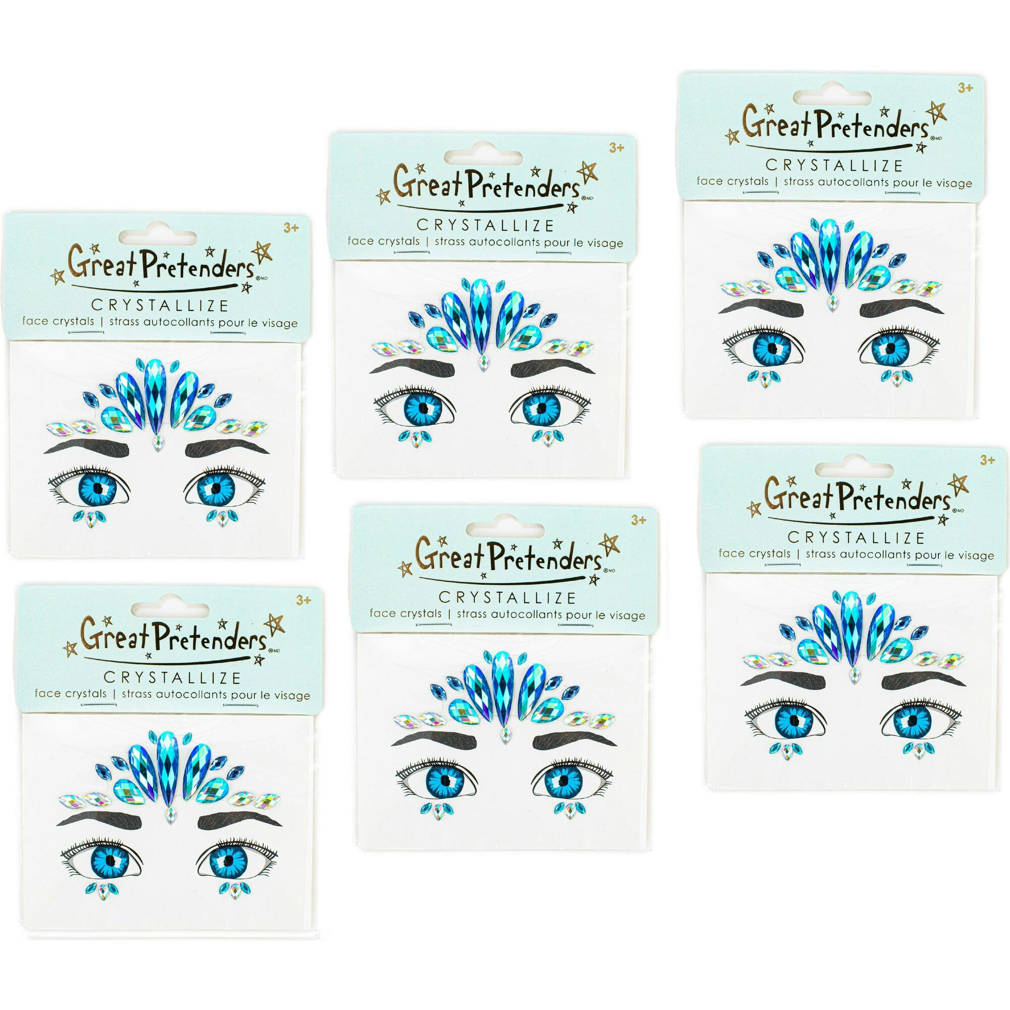 6 Packs Ocean Mermaid Face Crystals