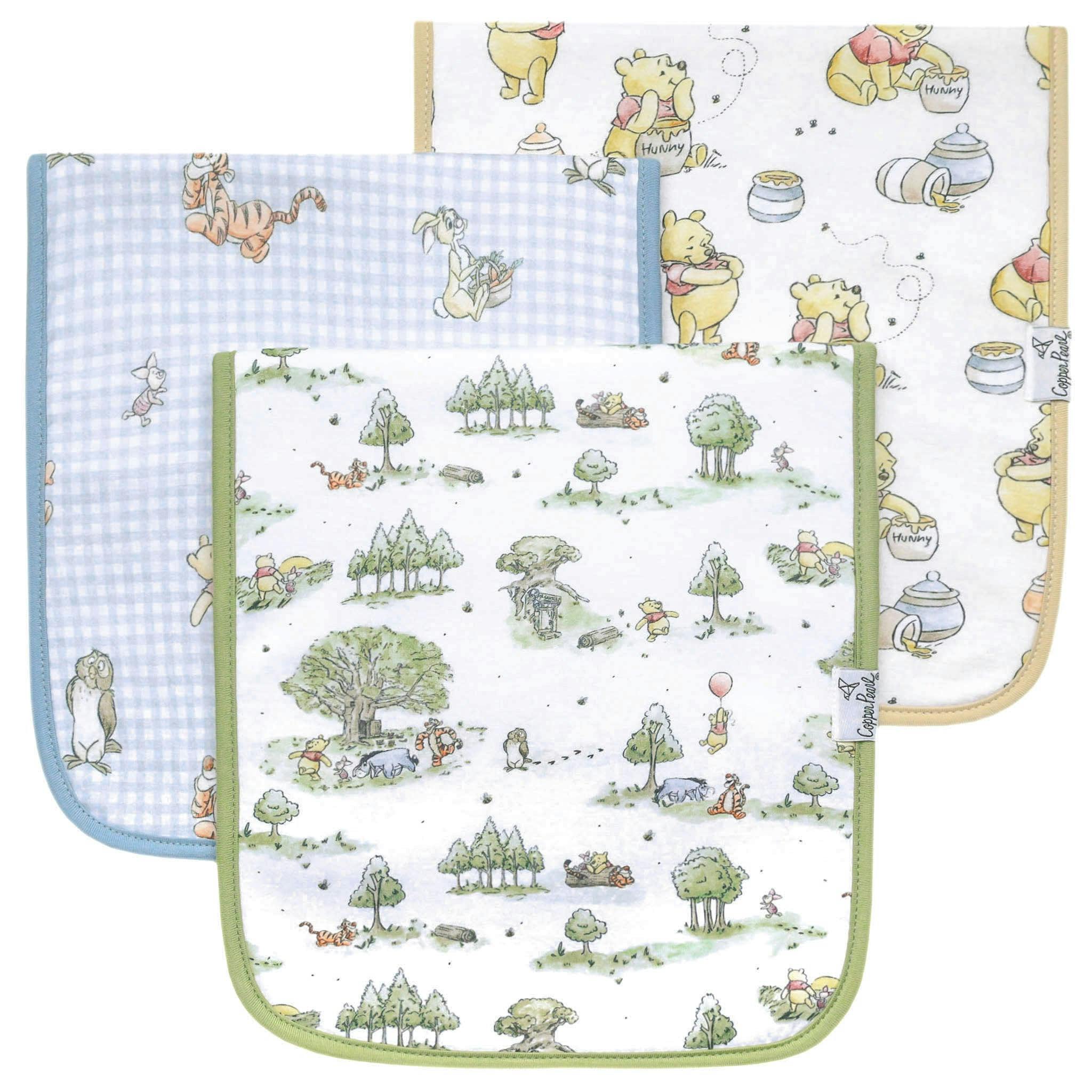 3 Pack Premium Burp Cloths - Hundred Acre Wood