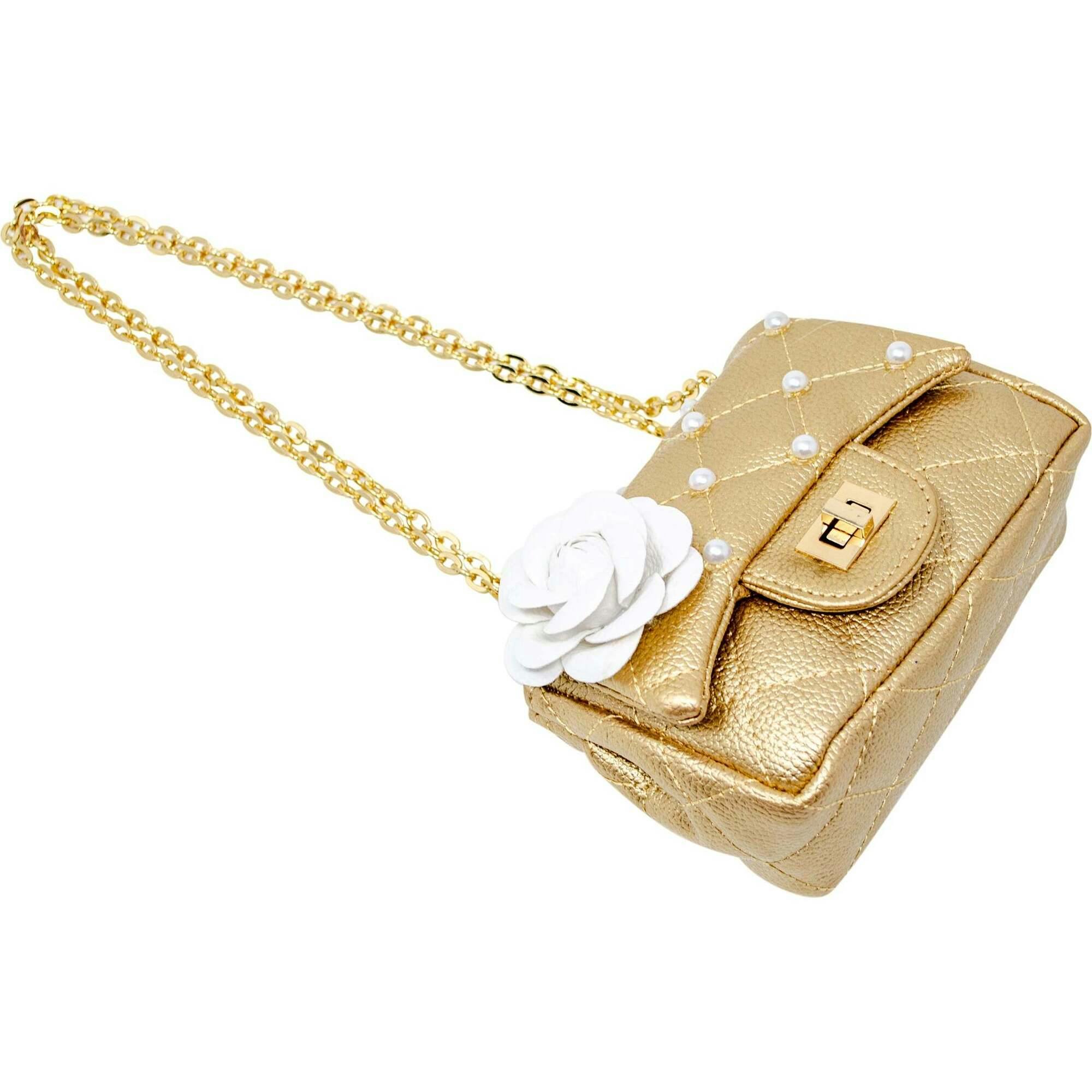 Classic Quilted Flower Pearl Handbag