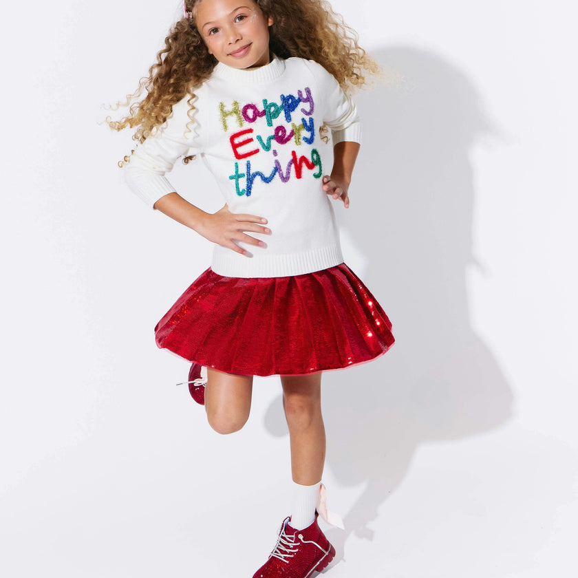 Scarlet Pleated Shimmer Skirt