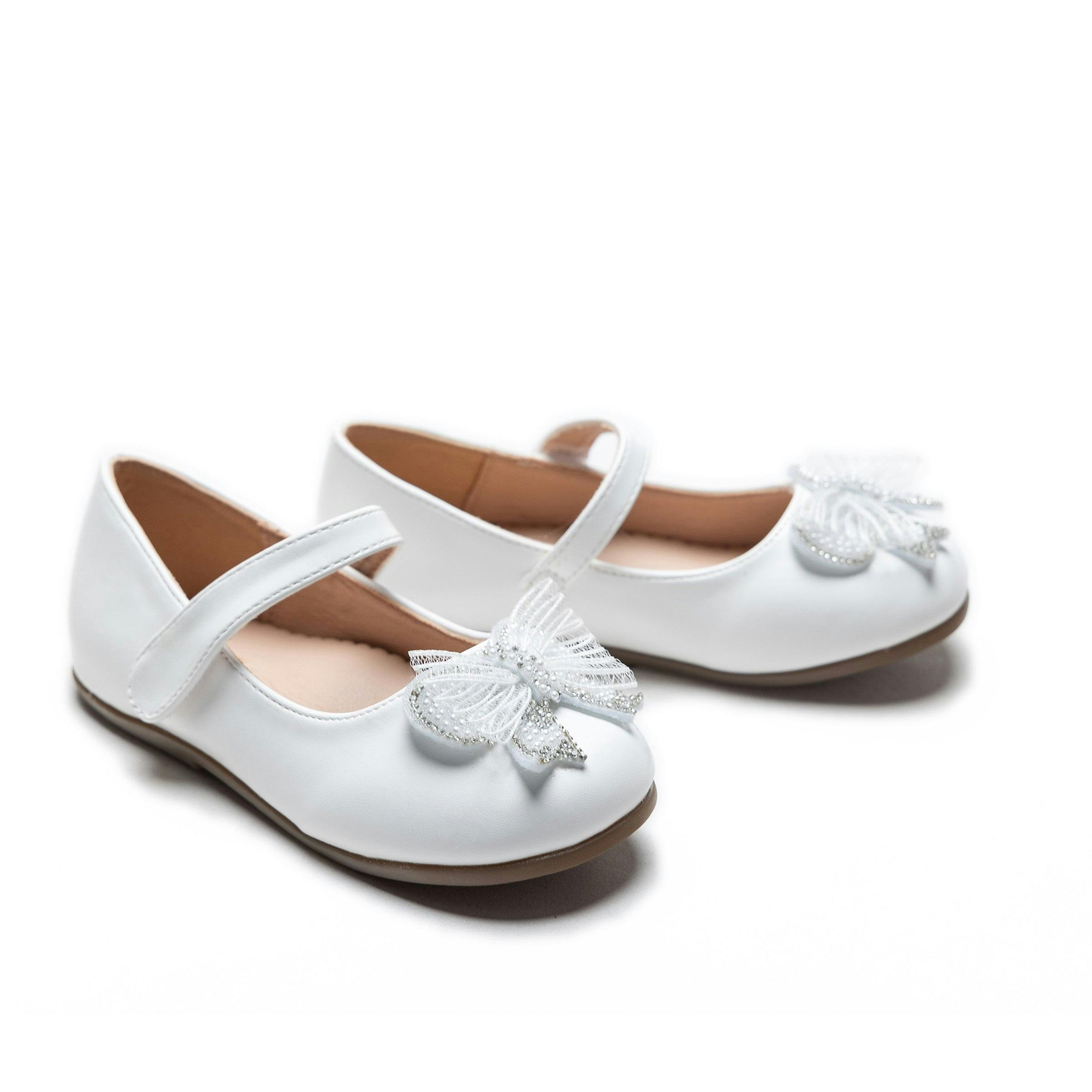 White Charlotte Ribbon Flats