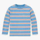 Kids long sleeve pocket tee in varsity stripe