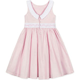 Organic Round Collar Sateen Party Dress with Embroidered Sash
