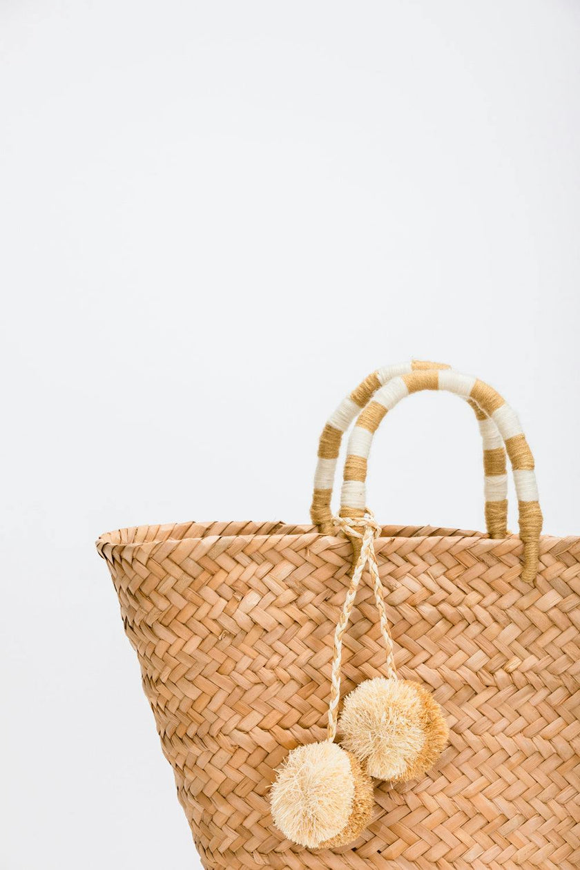 Women's St Tropez Straw Pom Pom Tote Bag