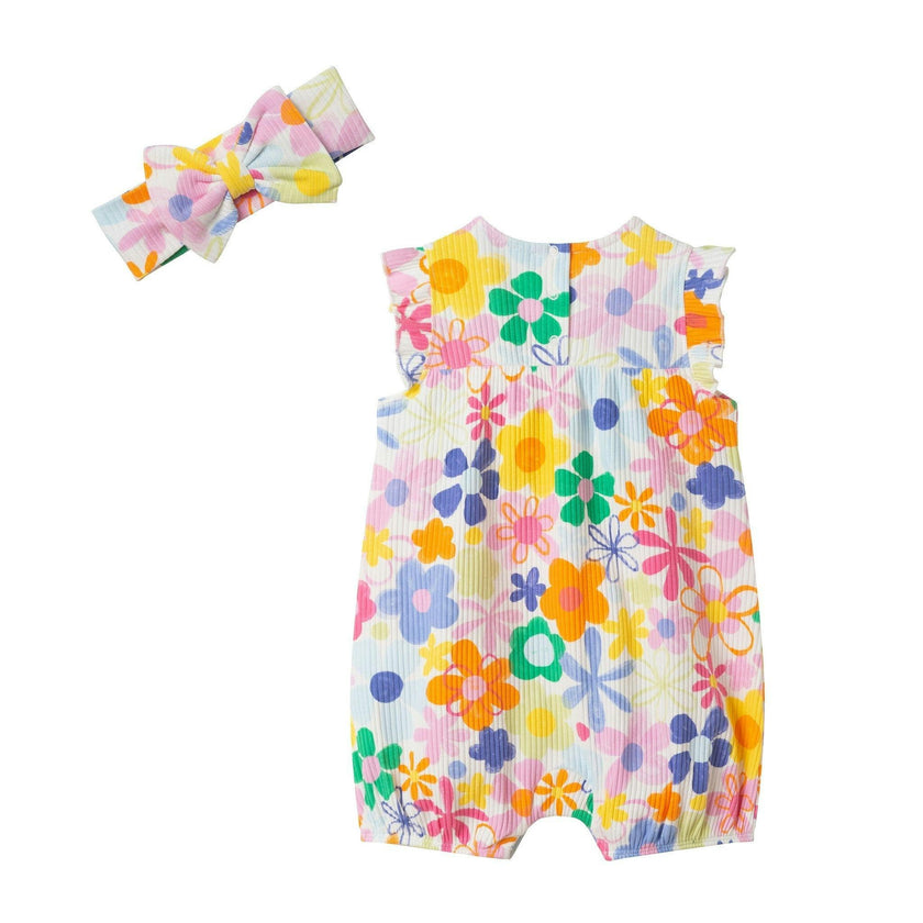 Infant Girls Floral Printed Romper | Retro Bloom