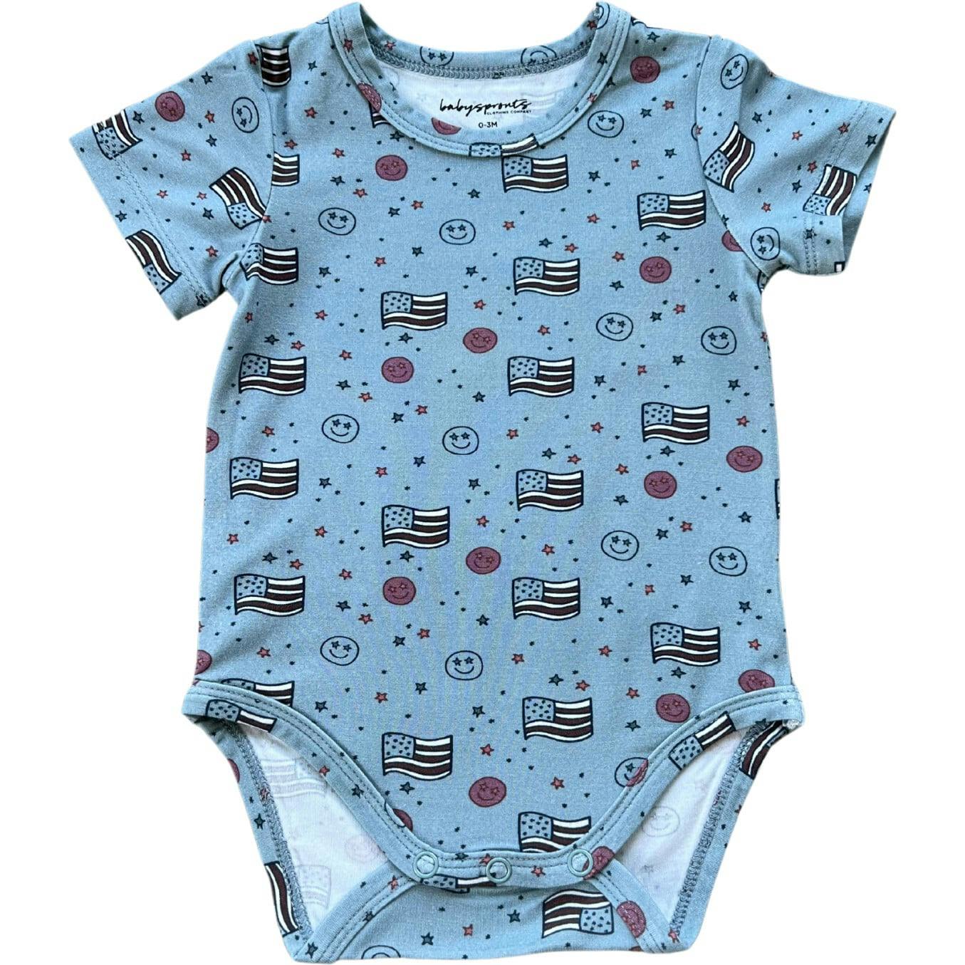 Baby Short Sleeve Bodysuit Retro America