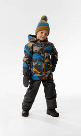 Light Weight Two Piece Chill Snowsuit Grey And Blue Dinosaur Print