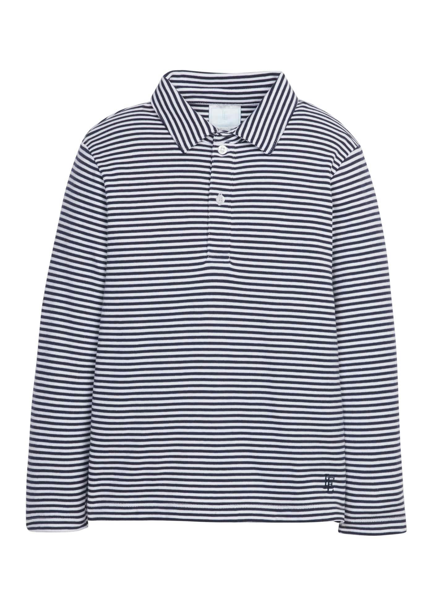 Long Sleeve Polo - Navy Stripe