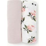Stretch Knit Swaddle Blanket 2 Pack - Watercolor Rose