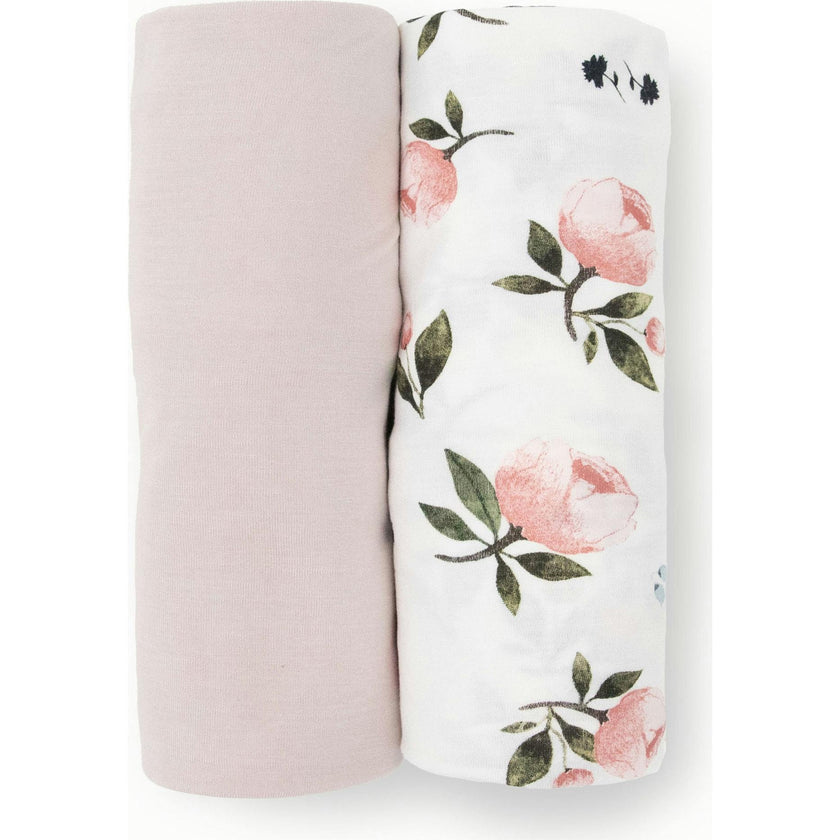 Stretch Knit Swaddle Blanket 2 Pack - Watercolor Rose