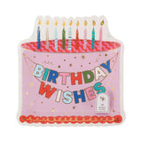 Packed Party Make a Wish Birthday Dessert Plates 10ct - Gold Foil Colorful Cake Design Party Plates, 8 Inch, 350 GSM
