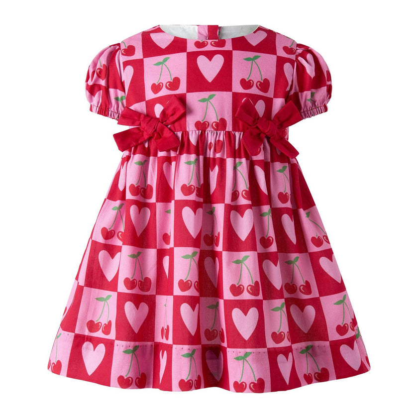 Cherry Heart Bow Dress and Bloomers