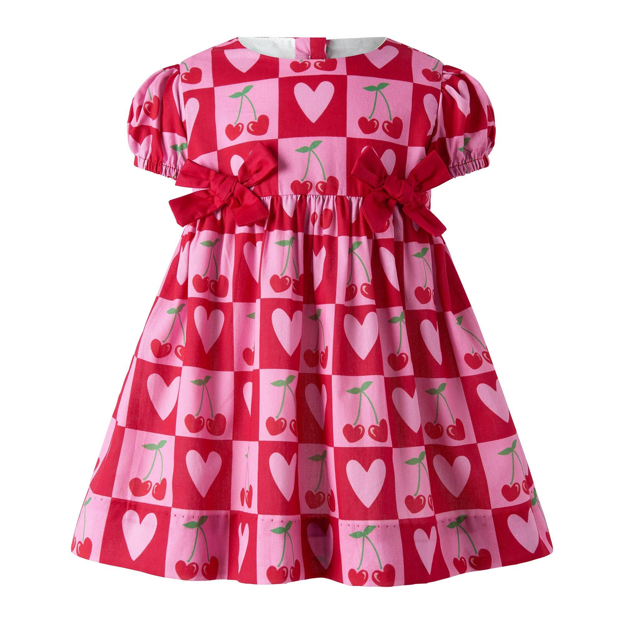 Cherry Heart Bow Dress and Bloomers