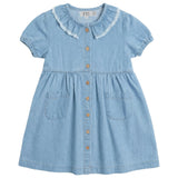 Woven Denim Rope Tape Trim Dress