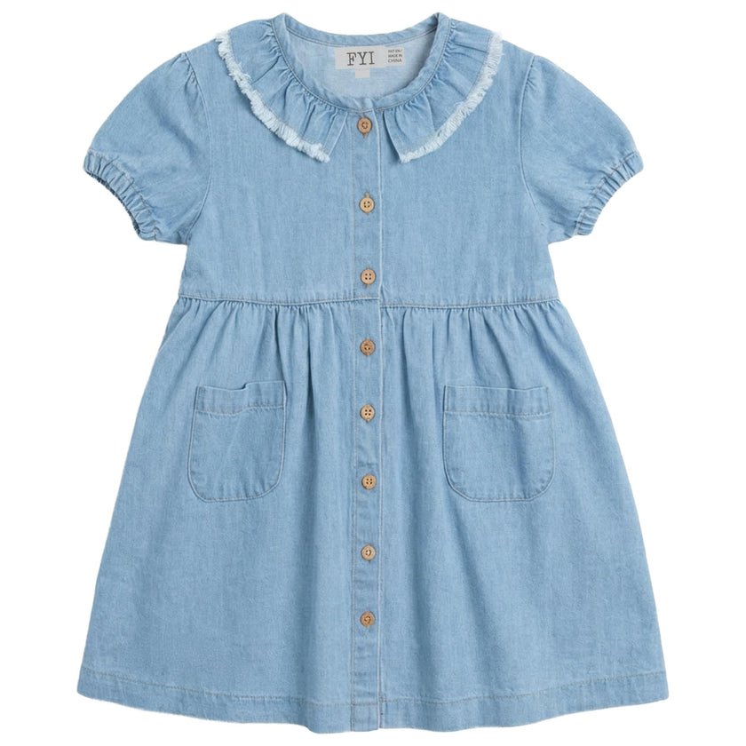 Woven Denim Rope Tape Trim Dress