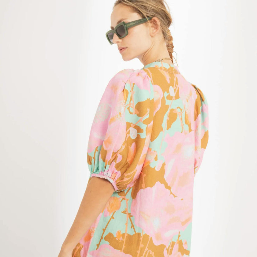 Bubble Linen Dress - Aquarela