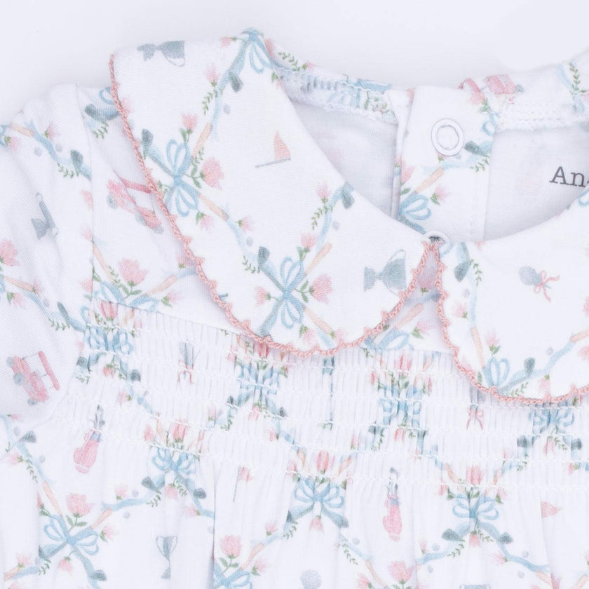Golf Trellis Pink - Smocked Peter Pan Snap Footie