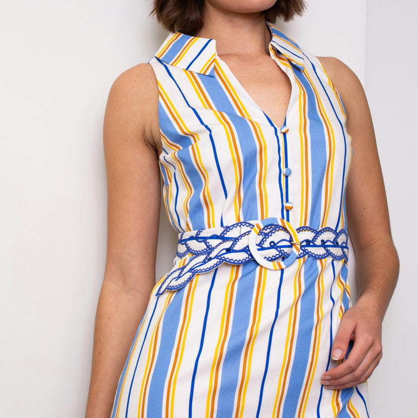 Jill Coastal Stripe Midi Dress