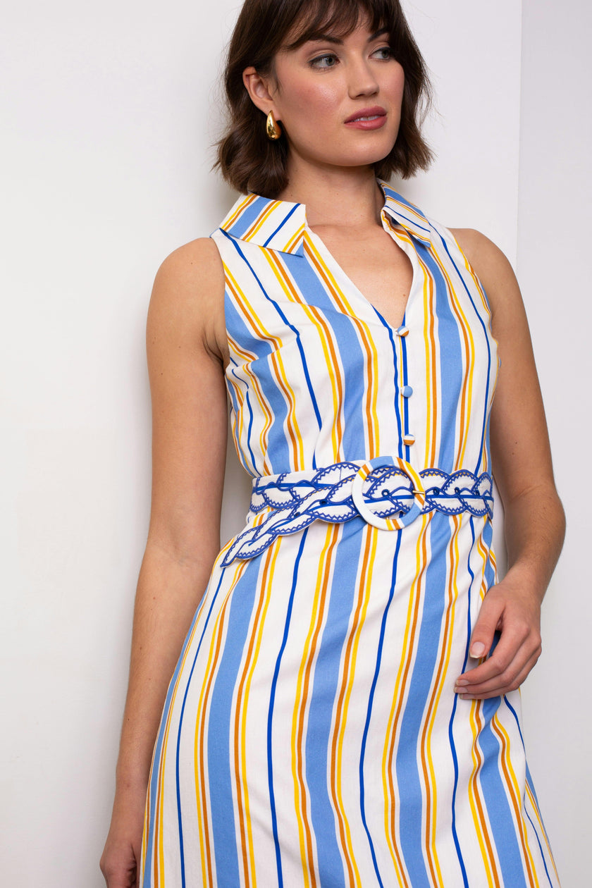 Jill Coastal Stripe Midi Dress