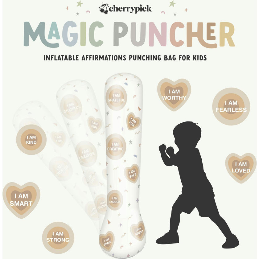 Magic Puncher - Inflatable Punching Bag for Kids with Positive Affirmations