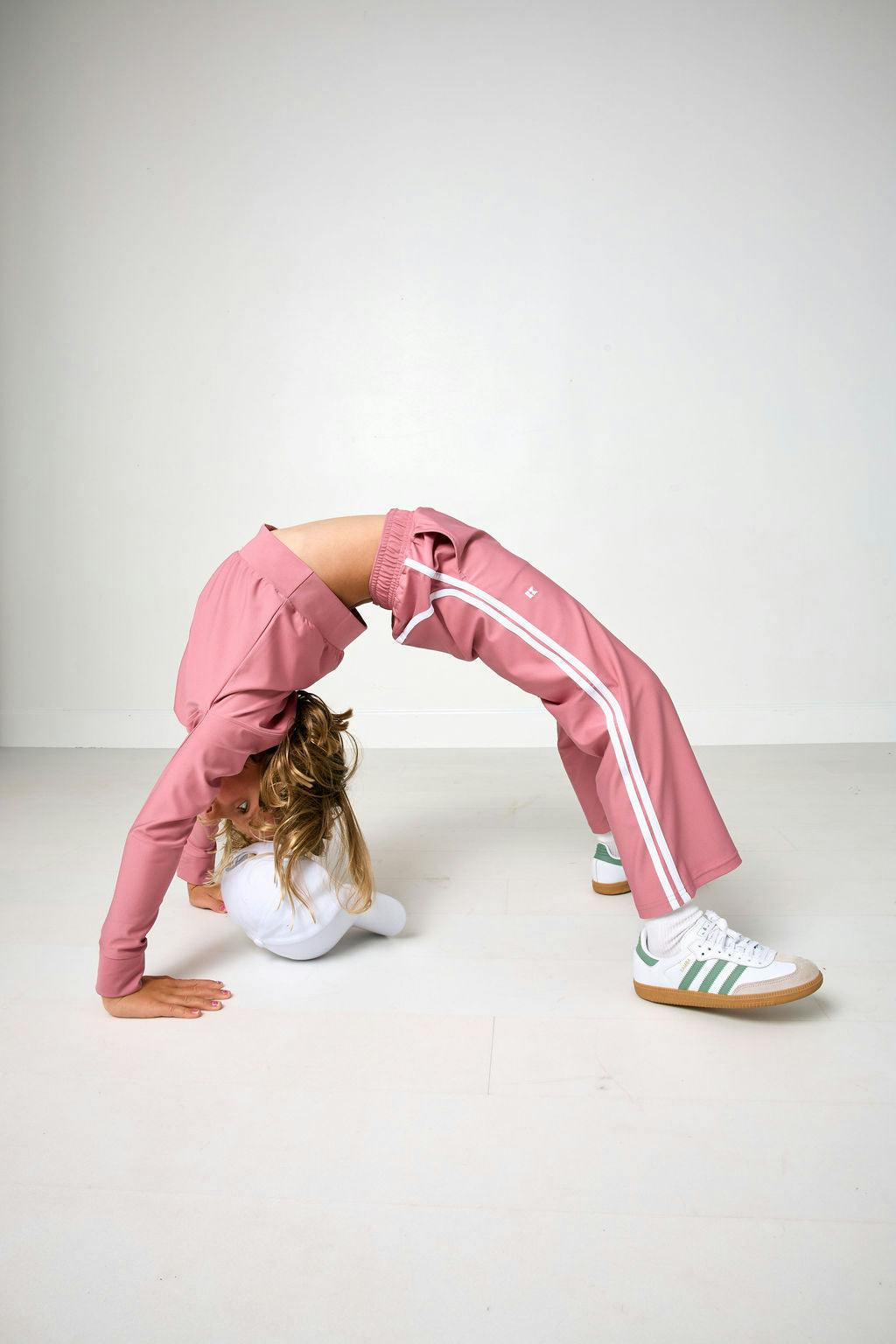 girls dusty pink wide leg sweatpant