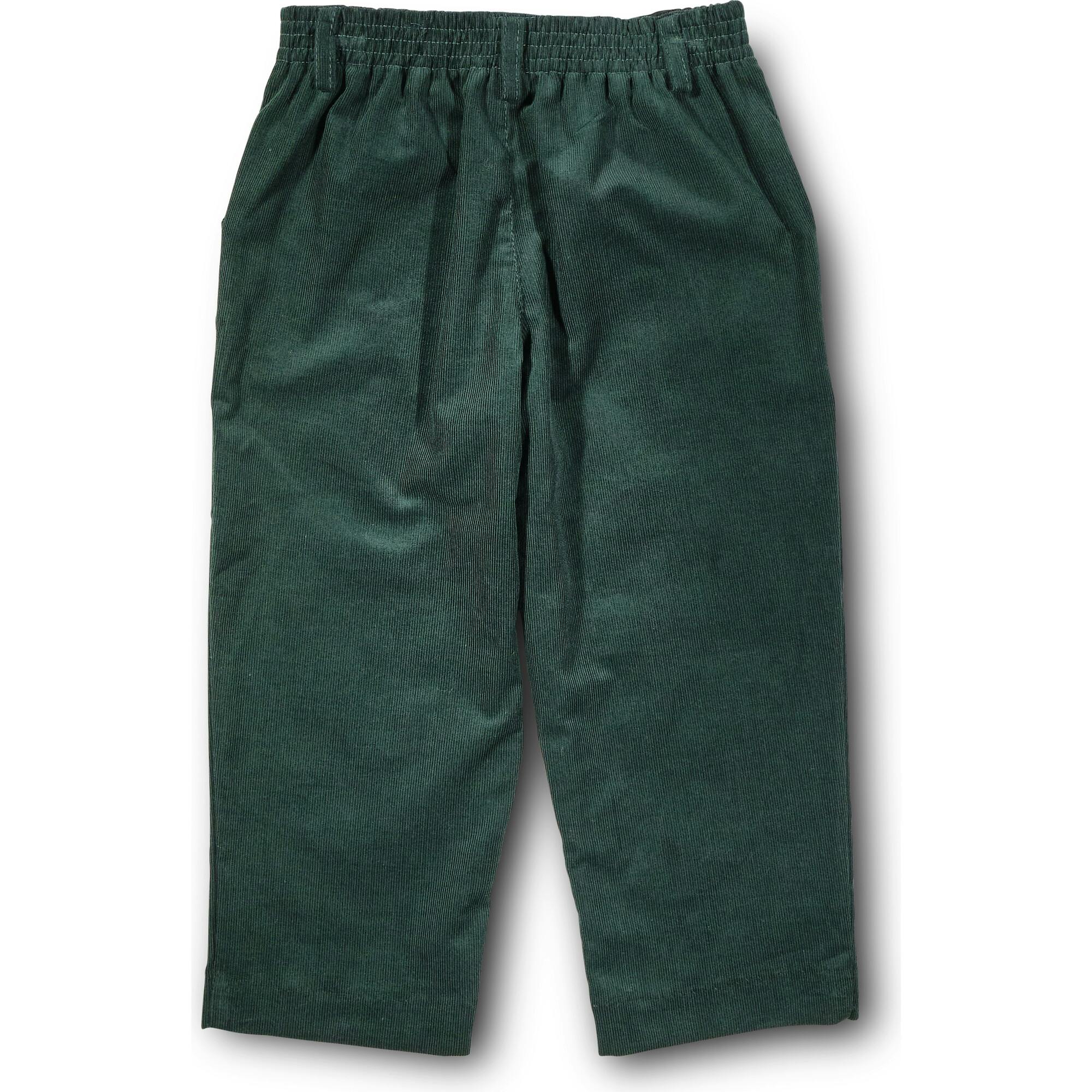 Green Corduroy Fake Fly Pants