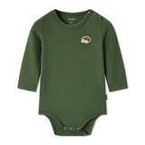 Dark Green Brushed Long Sleeve One Piece