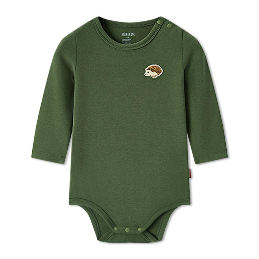 Dark Green Brushed Long Sleeve One Piece