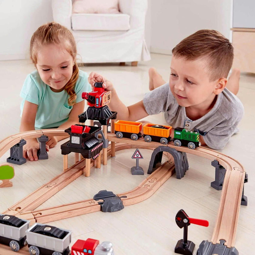 Hape: Mining Loader Set - 12pc Train Yard Playset