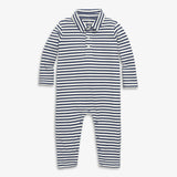 Baby Long Sleeve Polo Romper In Stripe, Stripes