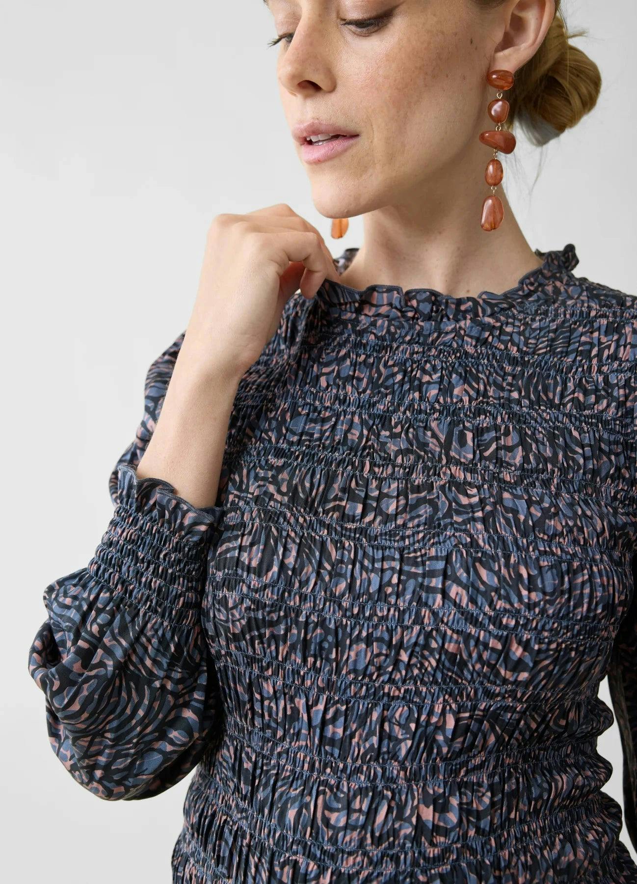 Long Sleeve Smocked Maternity Mini Dress