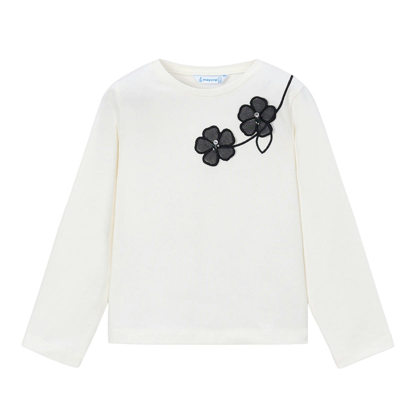 White Floral Appliqué Tee