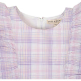 Linen Flutter Sleeve Pinafore Dress, Purple