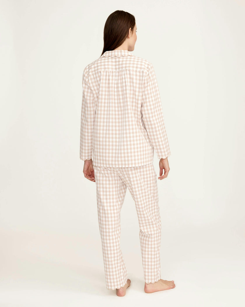 Women's Twill Colette Pajama Set in Camel Gingham