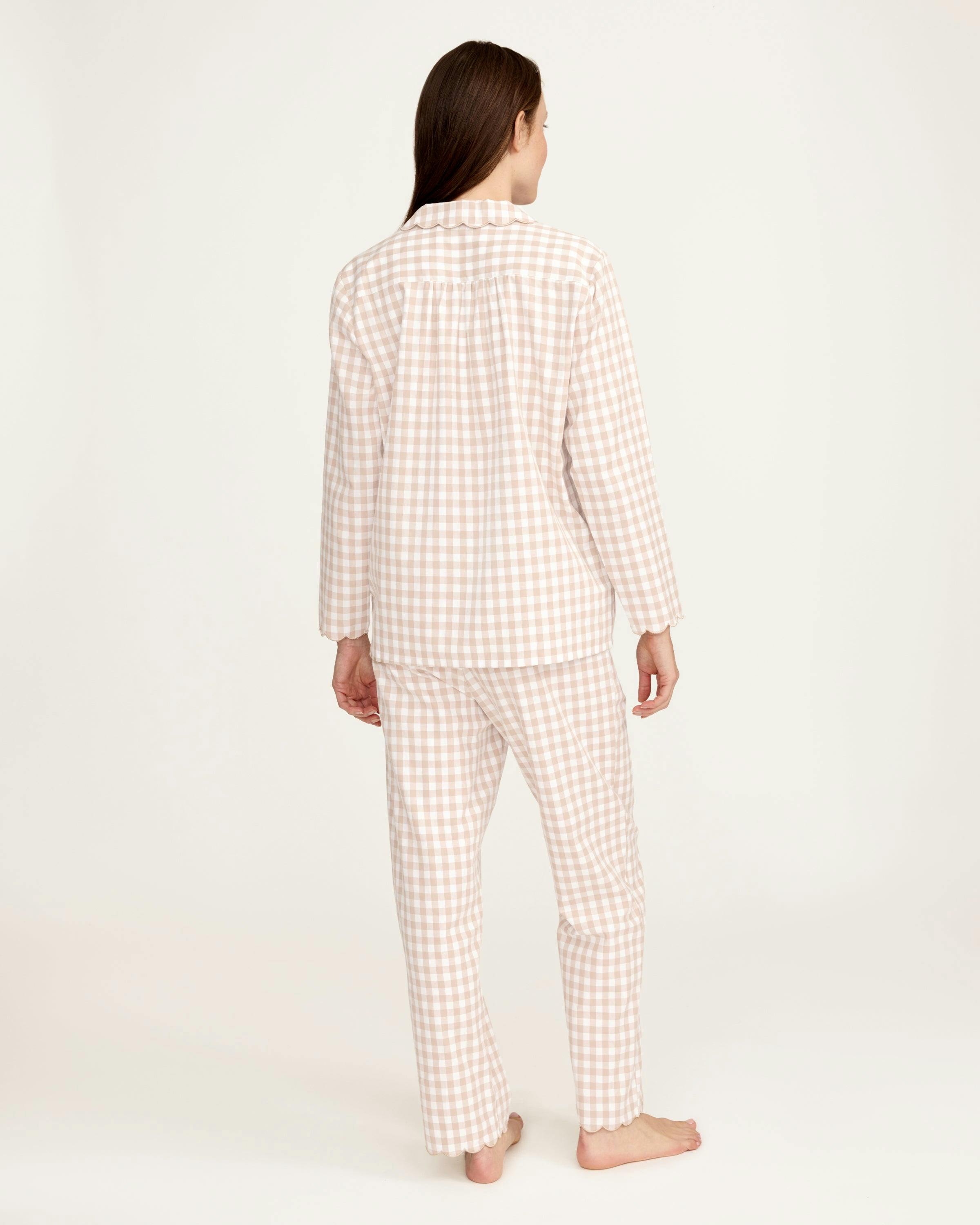 Women's Twill Colette Pajama Set in Camel Gingham