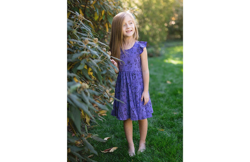 Racer Back Twirly Dress in Robots