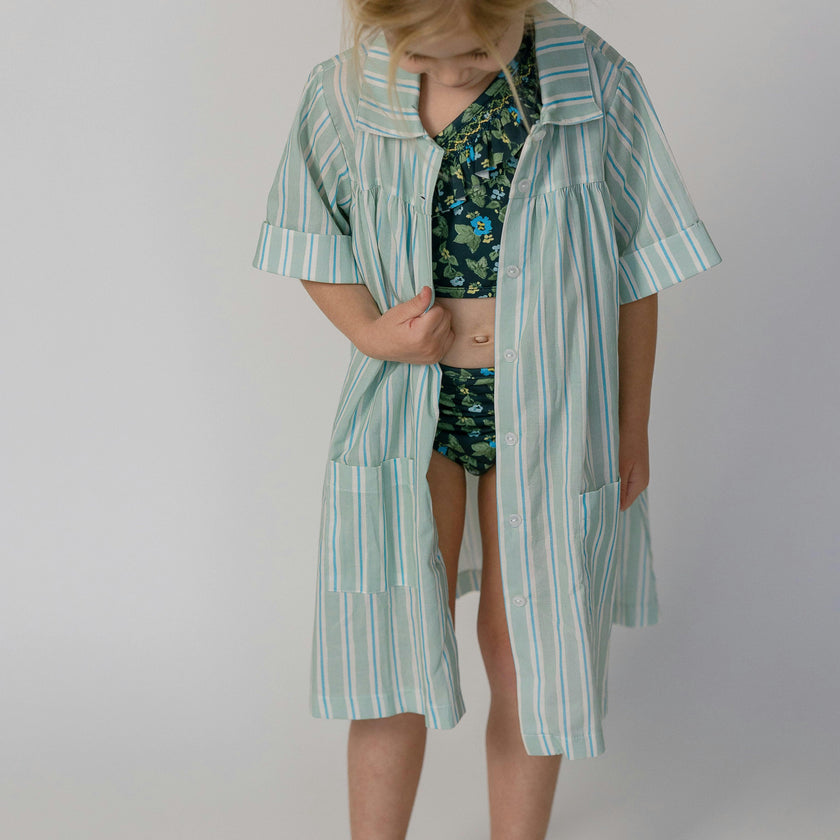 Girls Coverup in Stripe in Blue Jay