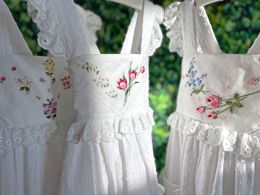 4T Heirloom Handkerchief Dress - Pink Tulips & Daisies
